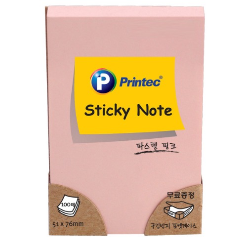 프린텍 파스텔스티키노트 핑크 / 51 x 76 mm / 100매